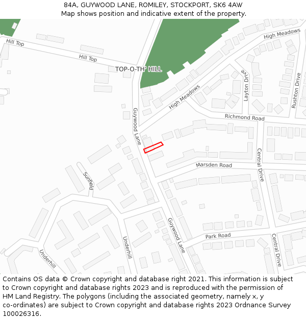 84A, GUYWOOD LANE, ROMILEY, STOCKPORT, SK6 4AW: Location map and indicative extent of plot