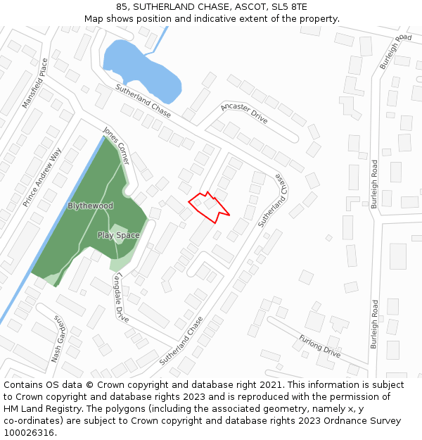 85, SUTHERLAND CHASE, ASCOT, SL5 8TE: Location map and indicative extent of plot