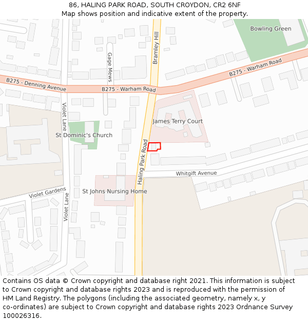 86, HALING PARK ROAD, SOUTH CROYDON, CR2 6NF: Location map and indicative extent of plot