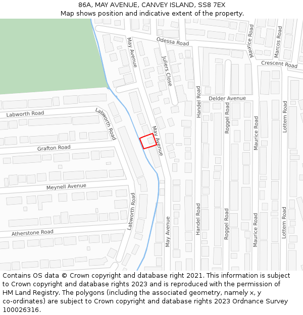 86A, MAY AVENUE, CANVEY ISLAND, SS8 7EX: Location map and indicative extent of plot