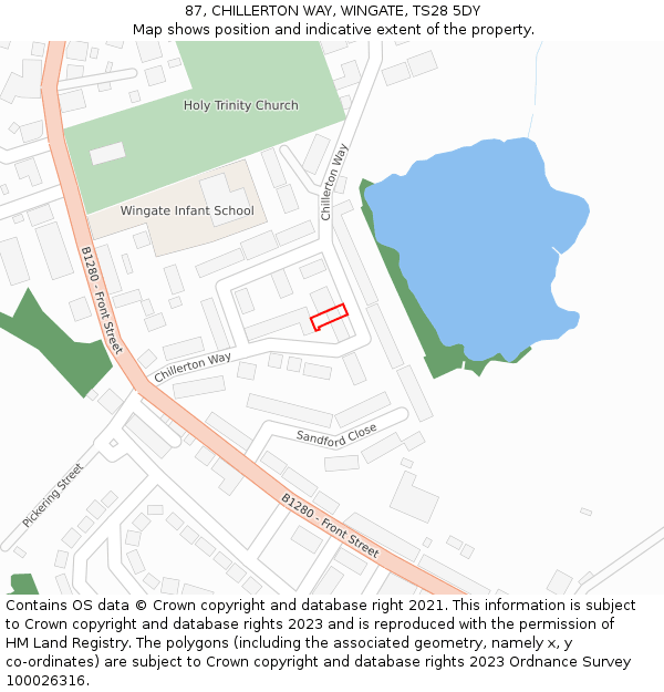 87, CHILLERTON WAY, WINGATE, TS28 5DY: Location map and indicative extent of plot