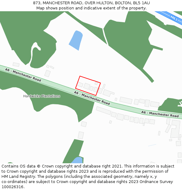 873, MANCHESTER ROAD, OVER HULTON, BOLTON, BL5 1AU: Location map and indicative extent of plot