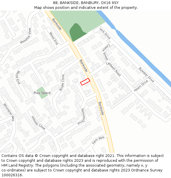 88, BANKSIDE, BANBURY, OX16 9SY: Location map and indicative extent of plot