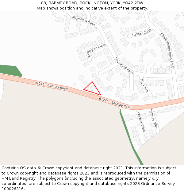 88, BARMBY ROAD, POCKLINGTON, YORK, YO42 2DW: Location map and indicative extent of plot