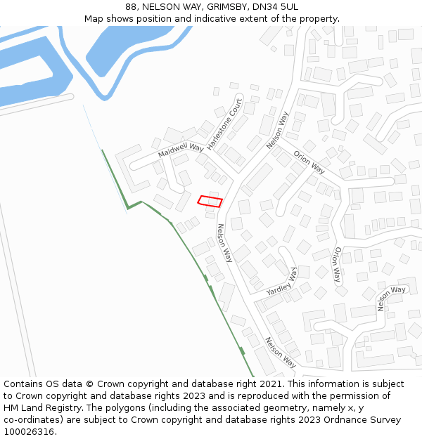 88, NELSON WAY, GRIMSBY, DN34 5UL: Location map and indicative extent of plot