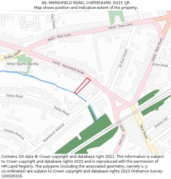 89, MARSHFIELD ROAD, CHIPPENHAM, SN15 1JR: Location map and indicative extent of plot