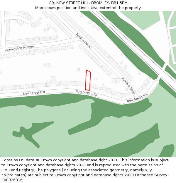 89, NEW STREET HILL, BROMLEY, BR1 5BA: Location map and indicative extent of plot