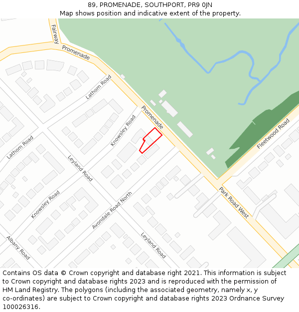 89, PROMENADE, SOUTHPORT, PR9 0JN: Location map and indicative extent of plot