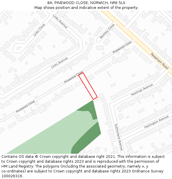 8A, PINEWOOD CLOSE, NORWICH, NR6 5LX: Location map and indicative extent of plot