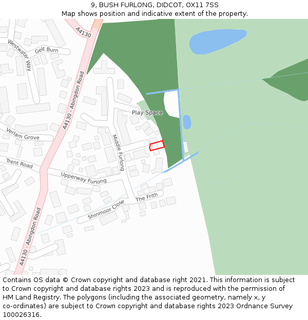 9, BUSH FURLONG, DIDCOT, OX11 7SS: Location map and indicative extent of plot