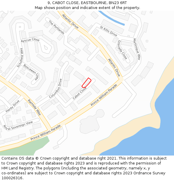 9, CABOT CLOSE, EASTBOURNE, BN23 6RT: Location map and indicative extent of plot