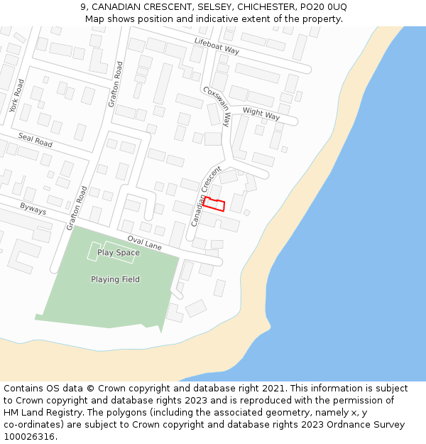 9, CANADIAN CRESCENT, SELSEY, CHICHESTER, PO20 0UQ: Location map and indicative extent of plot