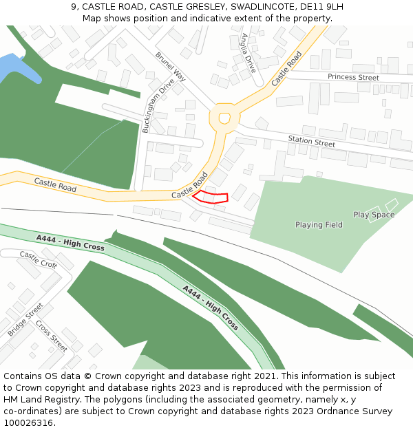 9, CASTLE ROAD, CASTLE GRESLEY, SWADLINCOTE, DE11 9LH: Location map and indicative extent of plot