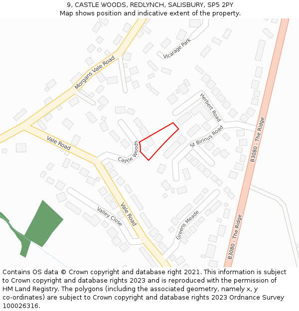 9, CASTLE WOODS, REDLYNCH, SALISBURY, SP5 2PY: Location map and indicative extent of plot