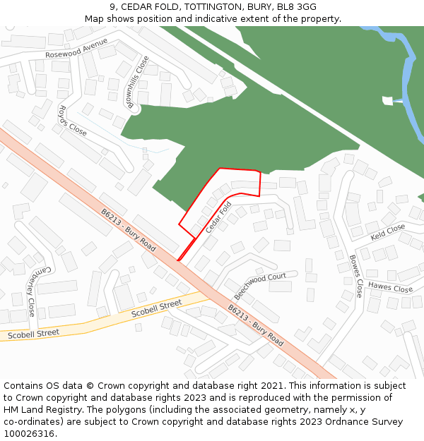 9, CEDAR FOLD, TOTTINGTON, BURY, BL8 3GG: Location map and indicative extent of plot