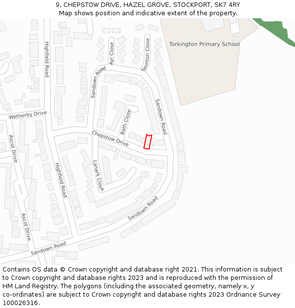 9, CHEPSTOW DRIVE, HAZEL GROVE, STOCKPORT, SK7 4RY: Location map and indicative extent of plot