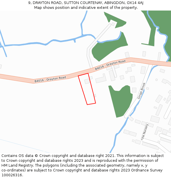 9, DRAYTON ROAD, SUTTON COURTENAY, ABINGDON, OX14 4AJ: Location map and indicative extent of plot