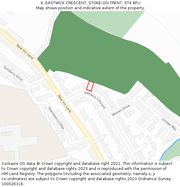 9, EASTWICK CRESCENT, STOKE-ON-TRENT, ST4 8PU: Location map and indicative extent of plot