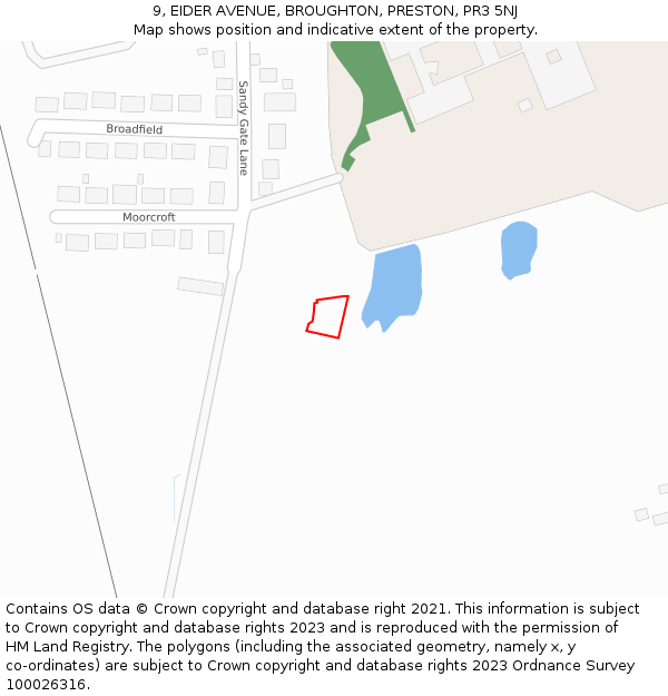 9, EIDER AVENUE, BROUGHTON, PRESTON, PR3 5NJ: Location map and indicative extent of plot