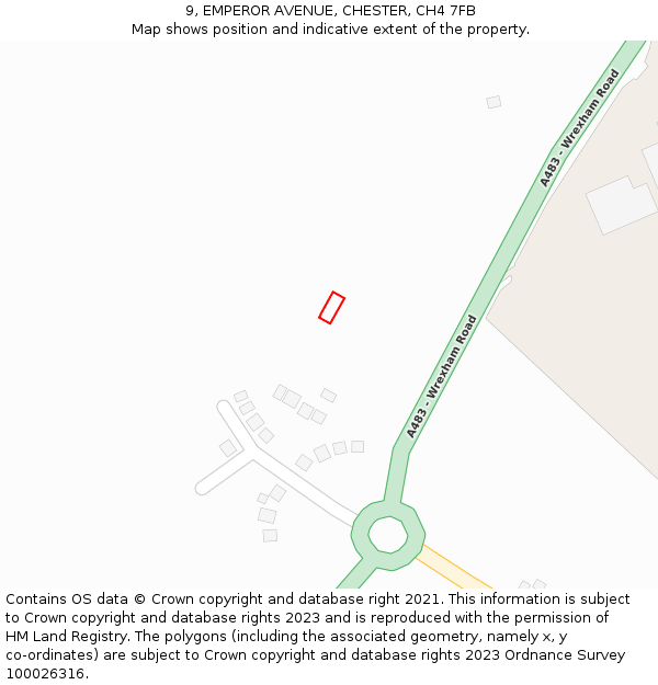 9, EMPEROR AVENUE, CHESTER, CH4 7FB: Location map and indicative extent of plot