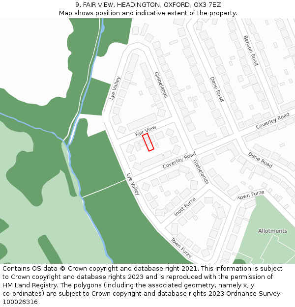 9, FAIR VIEW, HEADINGTON, OXFORD, OX3 7EZ: Location map and indicative extent of plot