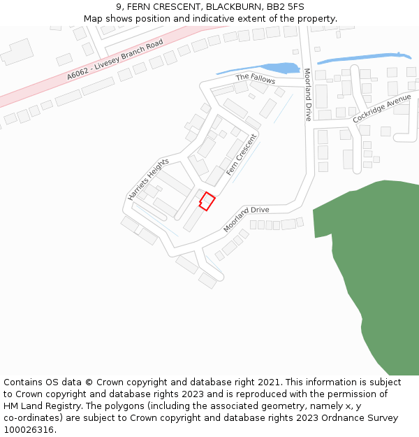 9, FERN CRESCENT, BLACKBURN, BB2 5FS: Location map and indicative extent of plot