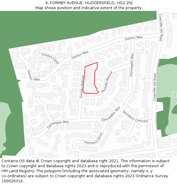 9, FORMBY AVENUE, HUDDERSFIELD, HD2 2NJ: Location map and indicative extent of plot