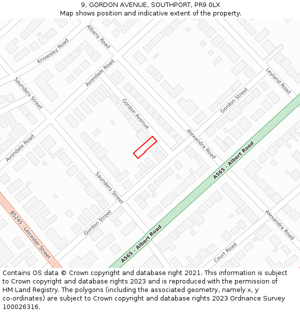 9, GORDON AVENUE, SOUTHPORT, PR9 0LX: Location map and indicative extent of plot