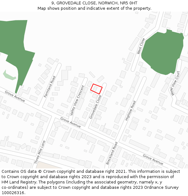 9, GROVEDALE CLOSE, NORWICH, NR5 0HT: Location map and indicative extent of plot