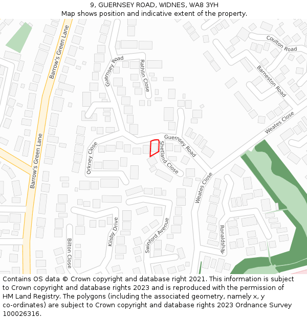 9, GUERNSEY ROAD, WIDNES, WA8 3YH: Location map and indicative extent of plot