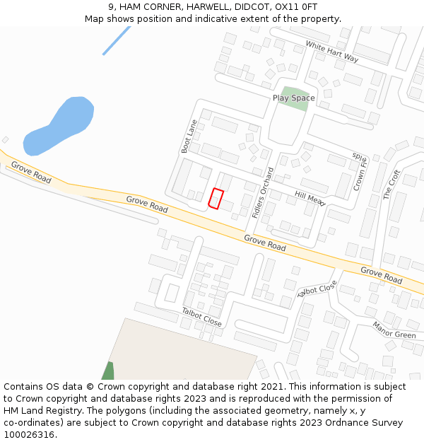 9, HAM CORNER, HARWELL, DIDCOT, OX11 0FT: Location map and indicative extent of plot