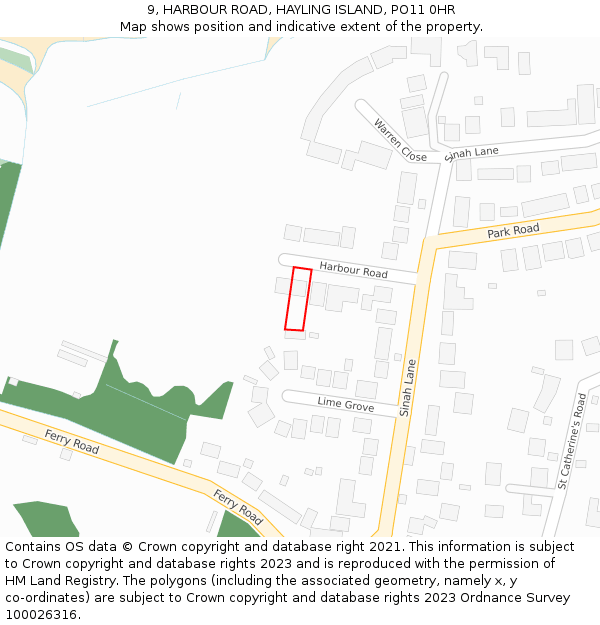 9, HARBOUR ROAD, HAYLING ISLAND, PO11 0HR: Location map and indicative extent of plot