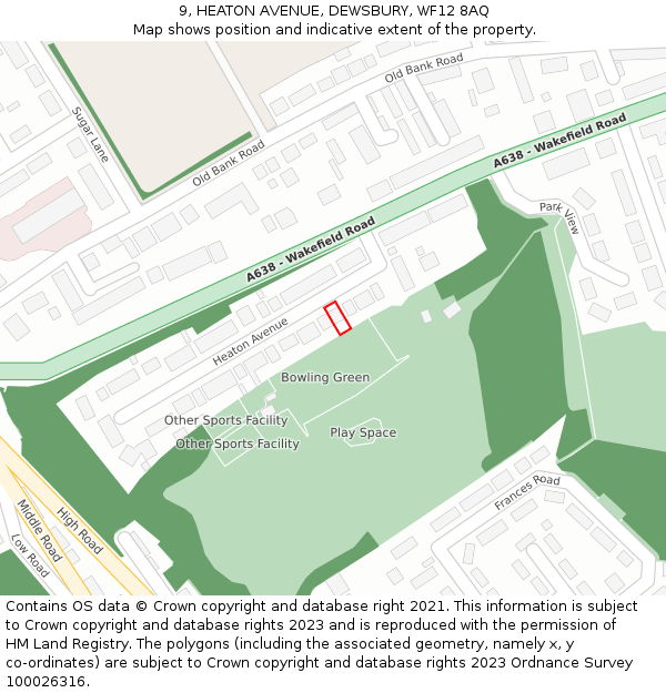 9, HEATON AVENUE, DEWSBURY, WF12 8AQ: Location map and indicative extent of plot