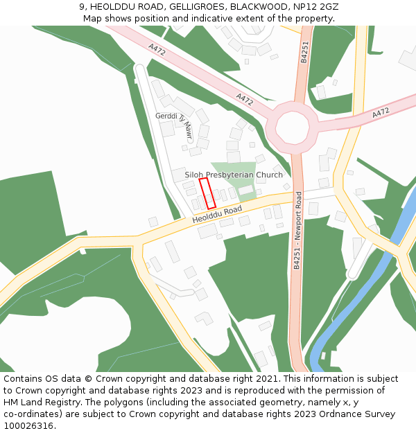 9, HEOLDDU ROAD, GELLIGROES, BLACKWOOD, NP12 2GZ: Location map and indicative extent of plot