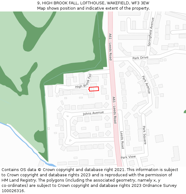 9, HIGH BROOK FALL, LOFTHOUSE, WAKEFIELD, WF3 3EW: Location map and indicative extent of plot