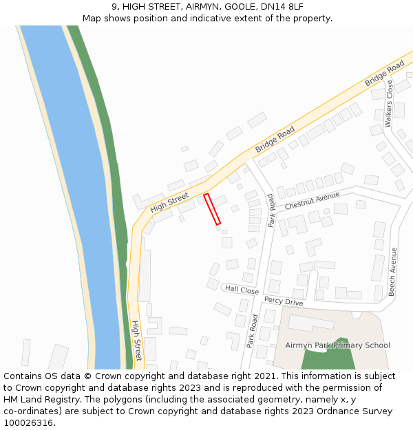 9, HIGH STREET, AIRMYN, GOOLE, DN14 8LF: Location map and indicative extent of plot