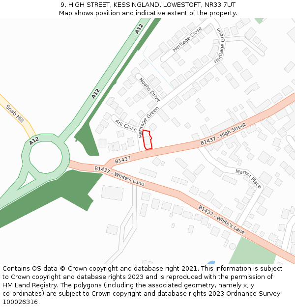 9, HIGH STREET, KESSINGLAND, LOWESTOFT, NR33 7UT: Location map and indicative extent of plot