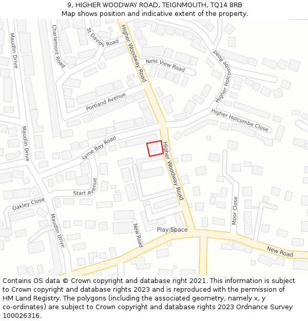 9, HIGHER WOODWAY ROAD, TEIGNMOUTH, TQ14 8RB: Location map and indicative extent of plot