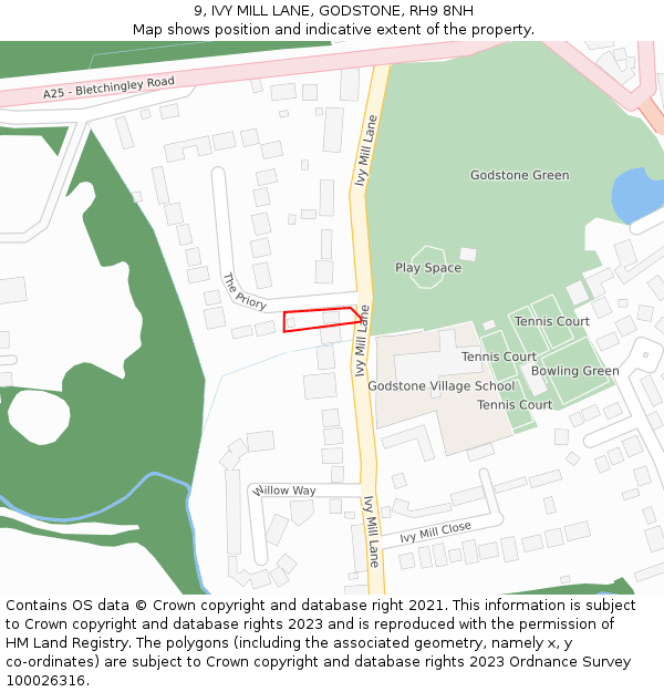 9, IVY MILL LANE, GODSTONE, RH9 8NH: Location map and indicative extent of plot