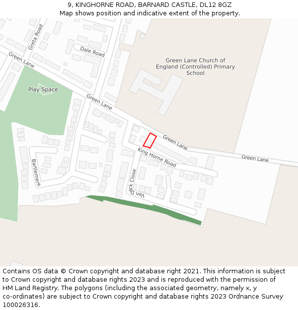 9, KINGHORNE ROAD, BARNARD CASTLE, DL12 8GZ: Location map and indicative extent of plot