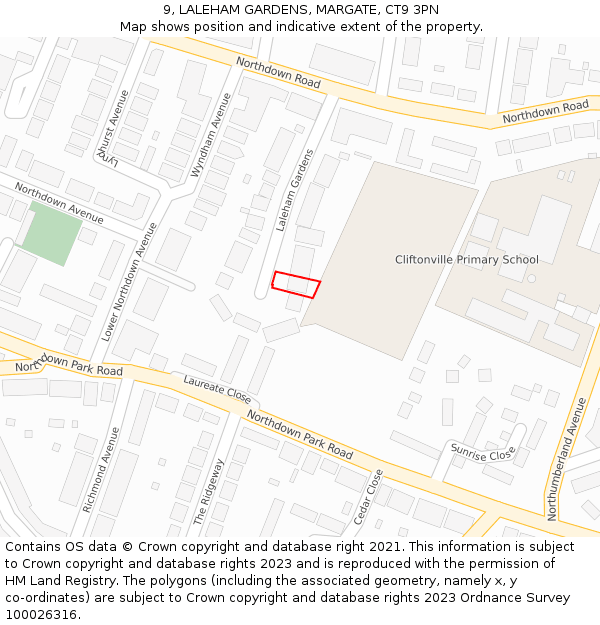 9, LALEHAM GARDENS, MARGATE, CT9 3PN: Location map and indicative extent of plot