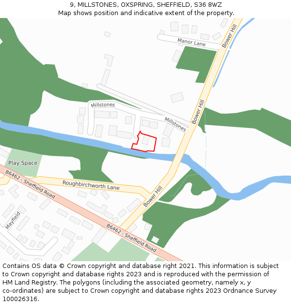 9, MILLSTONES, OXSPRING, SHEFFIELD, S36 8WZ: Location map and indicative extent of plot