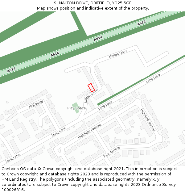 9, NALTON DRIVE, DRIFFIELD, YO25 5GE: Location map and indicative extent of plot