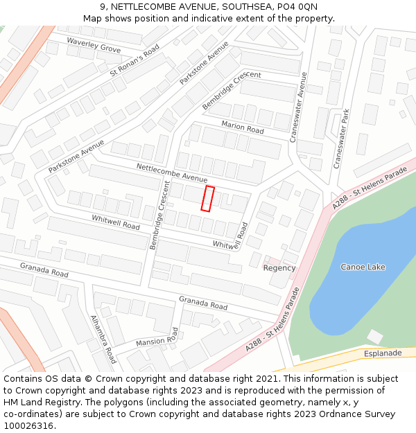 9, NETTLECOMBE AVENUE, SOUTHSEA, PO4 0QN: Location map and indicative extent of plot