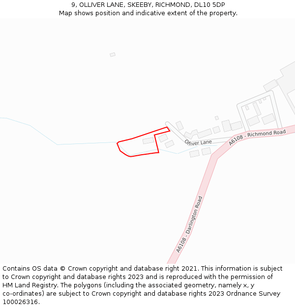 9, OLLIVER LANE, SKEEBY, RICHMOND, DL10 5DP: Location map and indicative extent of plot