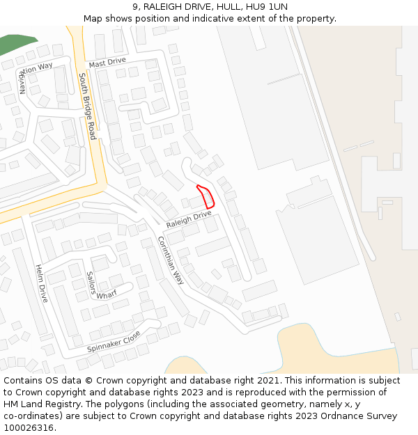 9, RALEIGH DRIVE, HULL, HU9 1UN: Location map and indicative extent of plot