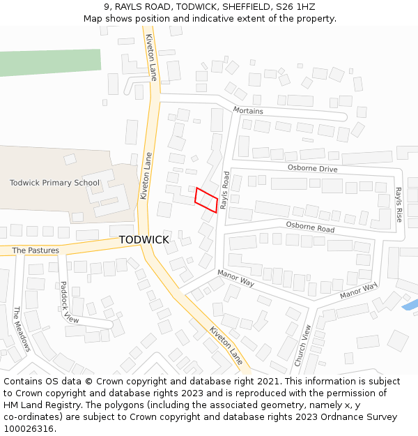 9, RAYLS ROAD, TODWICK, SHEFFIELD, S26 1HZ: Location map and indicative extent of plot