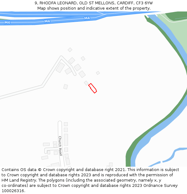 9, RHODFA LEONARD, OLD ST MELLONS, CARDIFF, CF3 6YW: Location map and indicative extent of plot