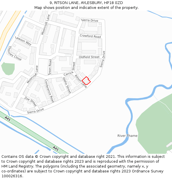 9, RITSON LANE, AYLESBURY, HP18 0ZD: Location map and indicative extent of plot