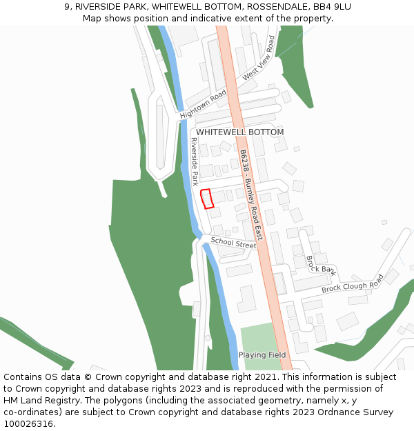 9, RIVERSIDE PARK, WHITEWELL BOTTOM, ROSSENDALE, BB4 9LU: Location map and indicative extent of plot